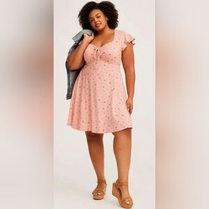 torrid Pink Floral Tie-Front Mini Dress